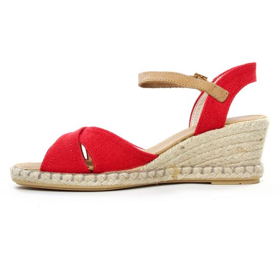 espadrilles compensées rouge mode femme printemps été - Photo Produit 3