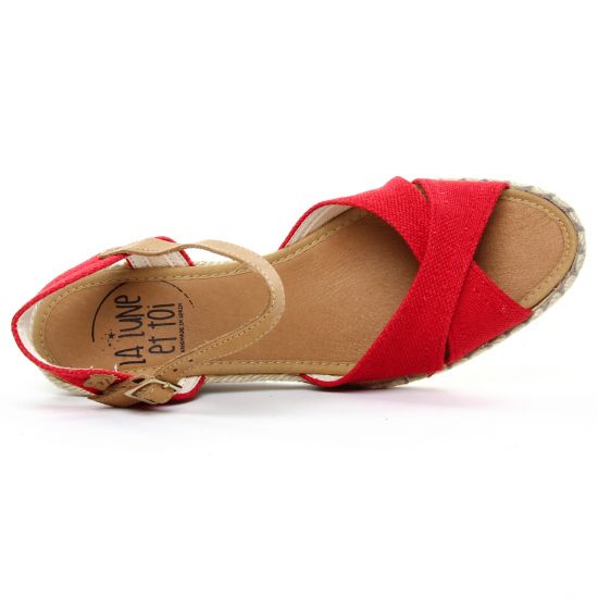 espadrilles compensées rouge mode femme printemps été - Photo Produit 4