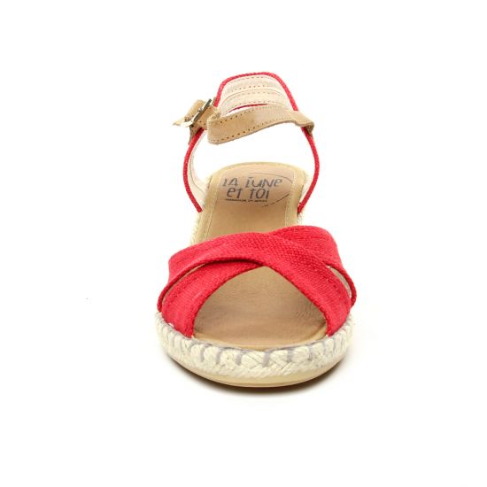 espadrilles compensées rouge mode femme printemps été - Photo Produit 6
