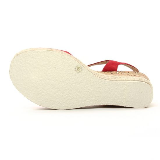 espadrilles compensées rouge mode femme printemps été - Photo Produit 5