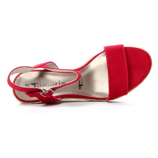 espadrilles compensées rouge mode femme printemps été - Photo Produit 4