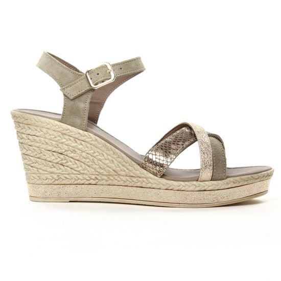 nu-pieds compensés beige doré mode femme printemps été - Photo Produit 2