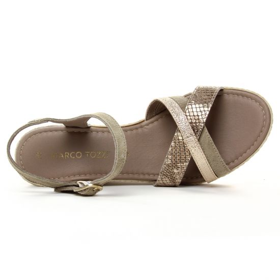 nu-pieds compensés beige doré mode femme printemps été - Photo Produit 4