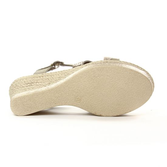 nu-pieds compensés beige doré mode femme printemps été - Photo Produit 5