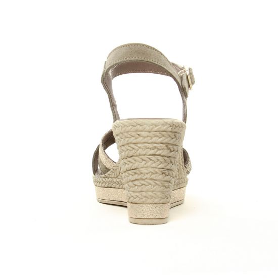 nu-pieds compensés beige doré mode femme printemps été - Photo Produit 7