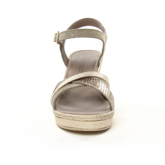nu-pieds compensés beige doré mode femme printemps été - Photo Produit 6