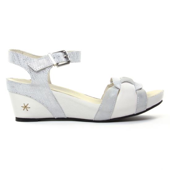 nu-pieds compensés blanc argent mode femme printemps été - Photo Produit 2
