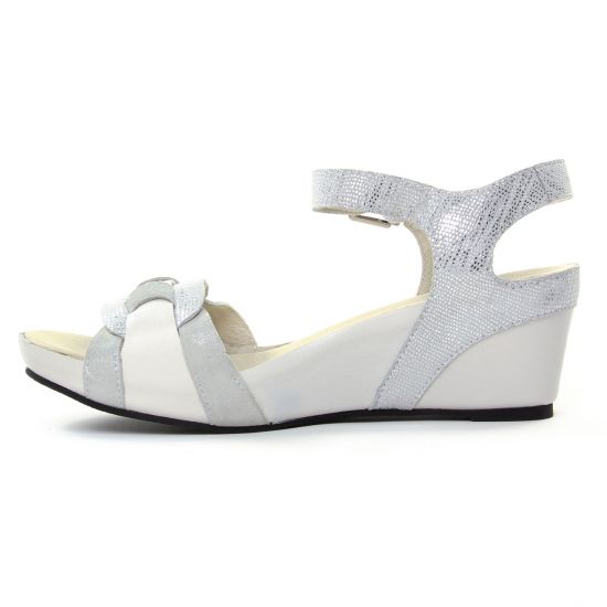 nu-pieds compensés blanc argent mode femme printemps été - Photo Produit 3