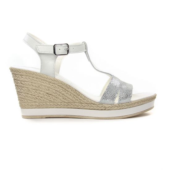 nu-pieds compensés blanc argent mode femme printemps été - Photo Produit 2