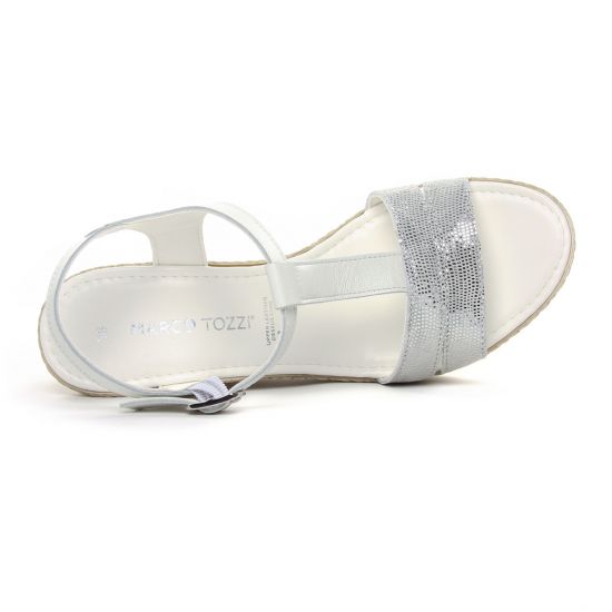 nu-pieds compensés blanc argent mode femme printemps été - Photo Produit 4