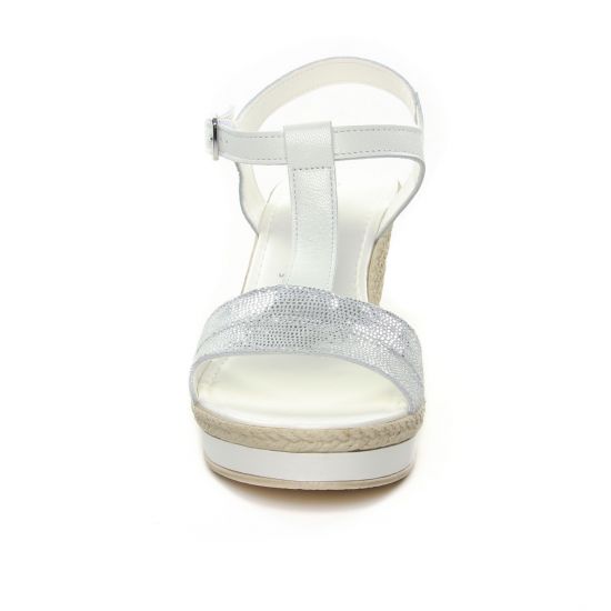 nu-pieds compensés blanc argent mode femme printemps été - Photo Produit 6