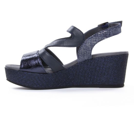 nu-pieds compensés bleu argent mode femme printemps été - Photo Produit 3