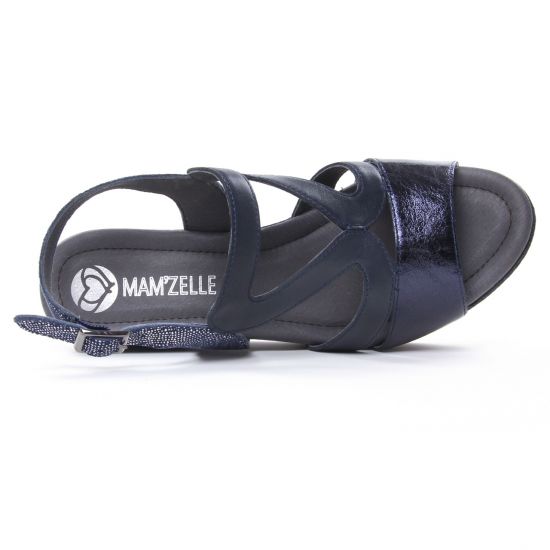nu-pieds compensés bleu argent mode femme printemps été - Photo Produit 4