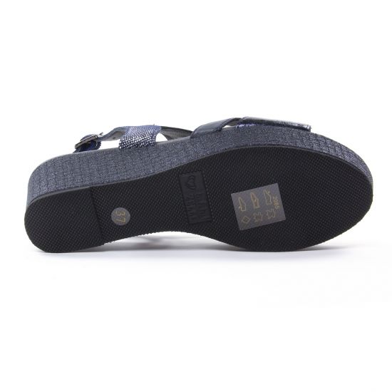 nu-pieds compensés bleu argent mode femme printemps été - Photo Produit 5
