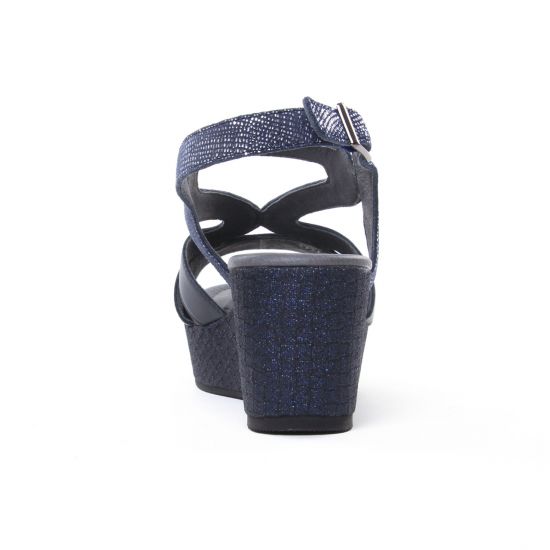 nu-pieds compensés bleu argent mode femme printemps été - Photo Produit 7