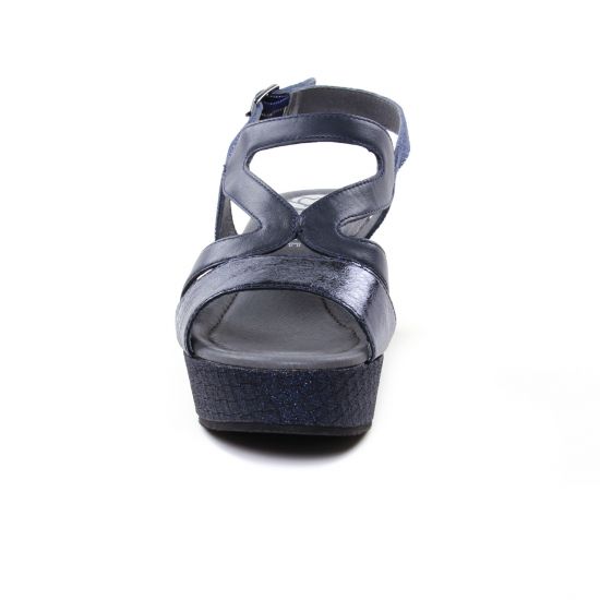 nu-pieds compensés bleu argent mode femme printemps été - Photo Produit 6