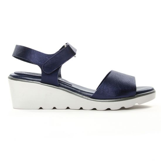 nu-pieds compensés bleu blanc mode femme printemps été - Photo Produit 2