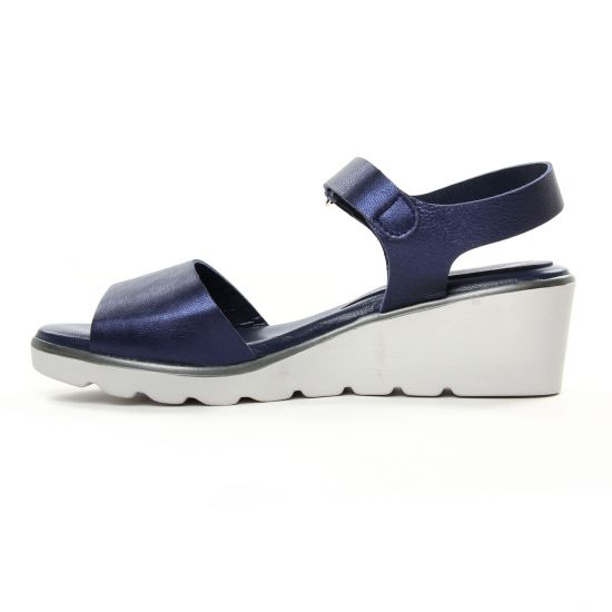 nu-pieds compensés bleu blanc mode femme printemps été - Photo Produit 3