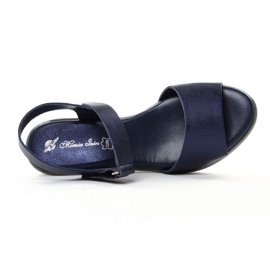 nu-pieds compensés bleu blanc mode femme printemps été - Photo Produit 4