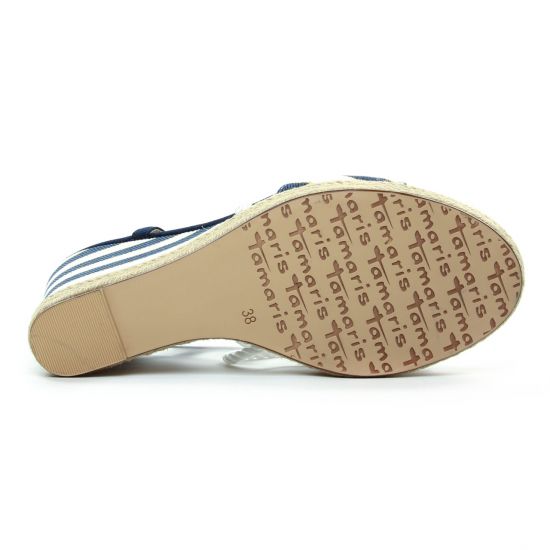 espadrilles compensées bleu marine blanc mode femme printemps été - Photo Produit 5