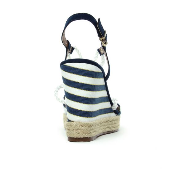 espadrilles compensées bleu marine blanc mode femme printemps été - Photo Produit 7