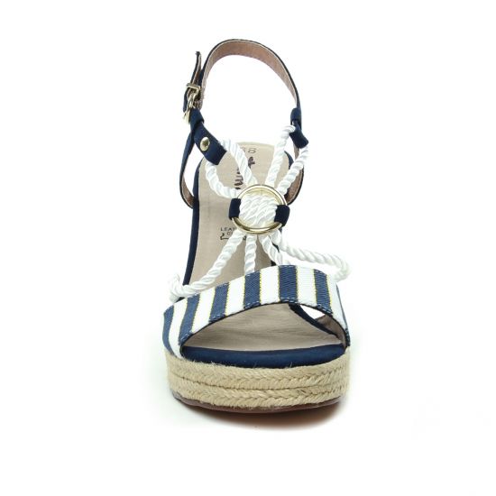 espadrilles compensées bleu marine blanc mode femme printemps été - Photo Produit 6