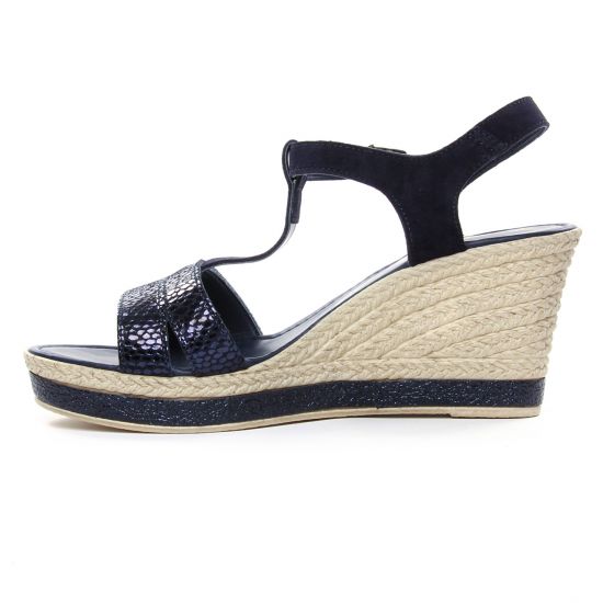 nu-pieds compensés bleu marine mode femme printemps été - Photo Produit 2