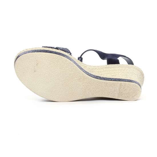 nu-pieds compensés bleu marine mode femme printemps été - Photo Produit 4