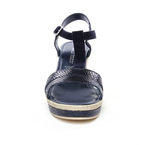 nu-pieds compensés bleu marine mode femme printemps été - Photo Produit 5