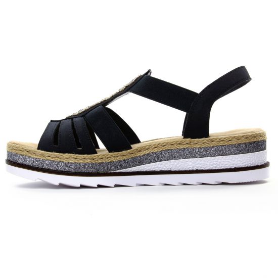 sandales compensées bleu marine mode femme printemps été - Photo Produit 3