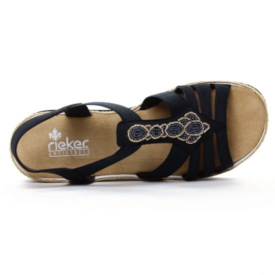 sandales compensées bleu marine mode femme printemps été - Photo Produit 4