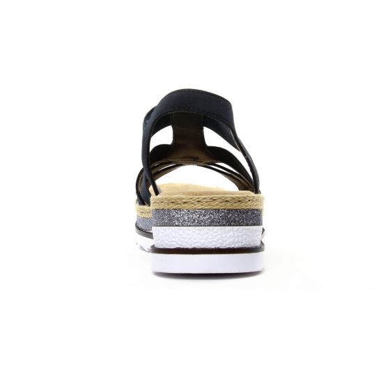 sandales compensées bleu marine mode femme printemps été - Photo Produit 7