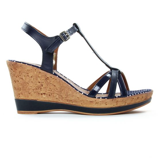 nu-pieds compensés bleu marine mode femme printemps été - Photo Produit 2