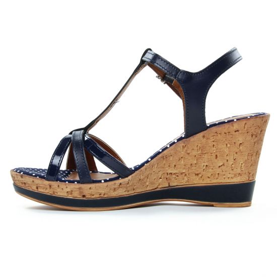 nu-pieds compensés bleu marine mode femme printemps été - Photo Produit 3
