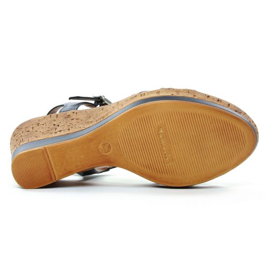 nu-pieds compensés bleu marine mode femme printemps été - Photo Produit 5