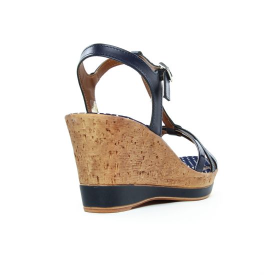 nu-pieds compensés bleu marine mode femme printemps été - Photo Produit 7