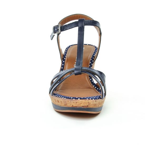 nu-pieds compensés bleu marine mode femme printemps été - Photo Produit 6