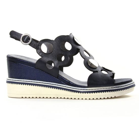 nu-pieds compensés bleu marine mode femme printemps été - Photo Produit 2
