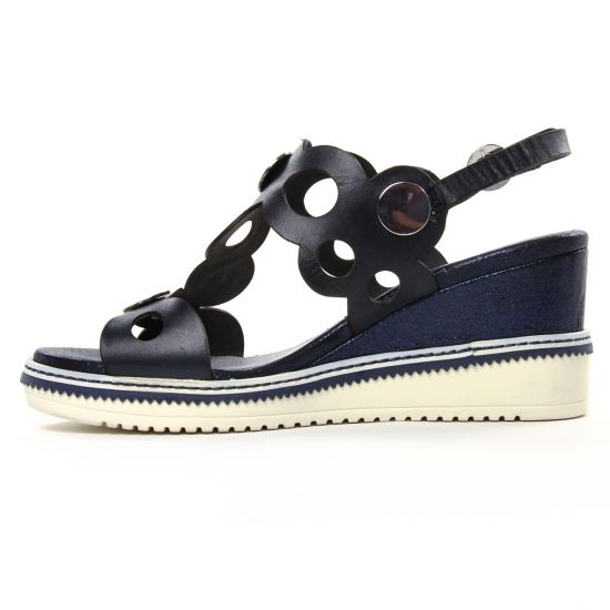 nu-pieds compensés bleu marine mode femme printemps été - Photo Produit 3