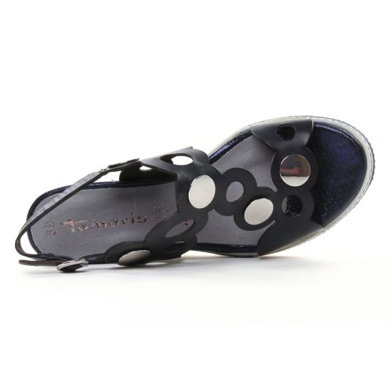 nu-pieds compensés bleu marine mode femme printemps été - Photo Produit 4