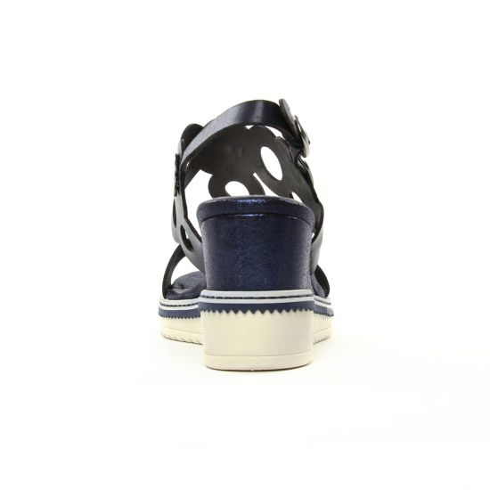 nu-pieds compensés bleu marine mode femme printemps été - Photo Produit 7