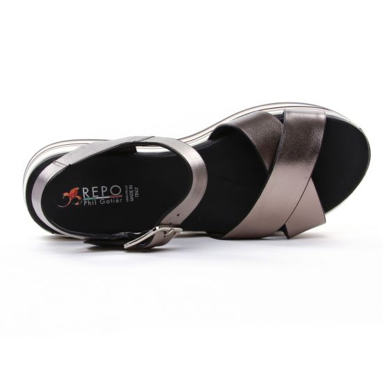 nu-pieds compensés bronze doré mode femme printemps été - Photo Produit 4