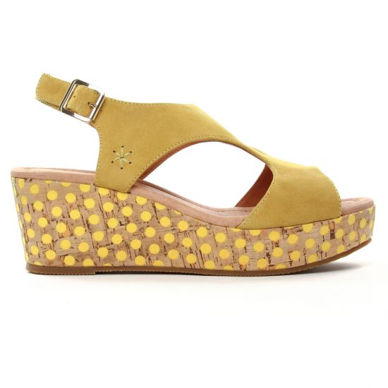 nu-pieds compensés jaune mode femme printemps été - Photo Produit 2