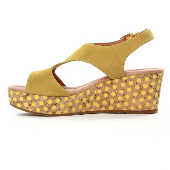 nu-pieds compensés jaune mode femme printemps été - Photo Produit 3