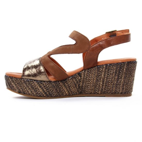 nu-pieds compensés marron doré mode femme printemps été - Photo Produit 3