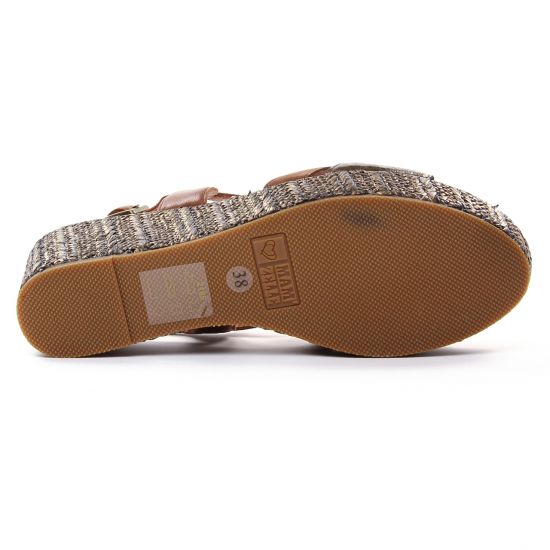nu-pieds compensés marron doré mode femme printemps été - Photo Produit 5