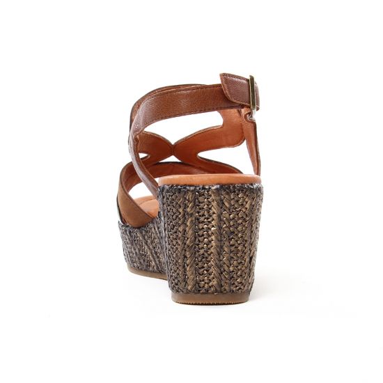 nu-pieds compensés marron doré mode femme printemps été - Photo Produit 7