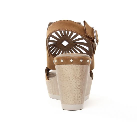 nu-pieds compensés marron mode femme printemps été - Photo Produit 7
