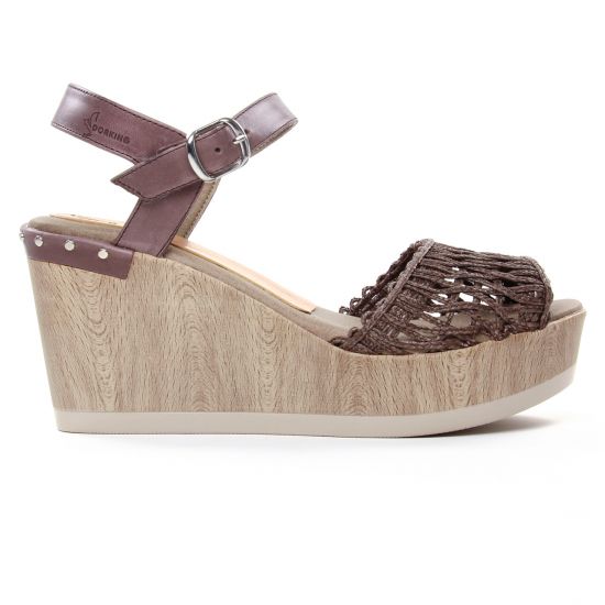 nu-pieds compensés marron foncé mode femme printemps été - Photo Produit 2