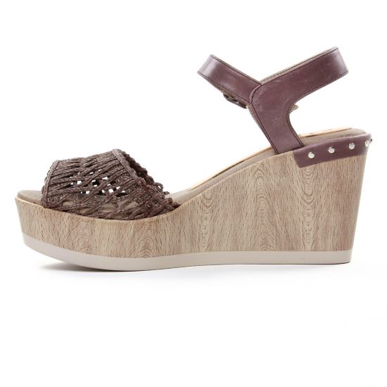 nu-pieds compensés marron foncé mode femme printemps été - Photo Produit 3
